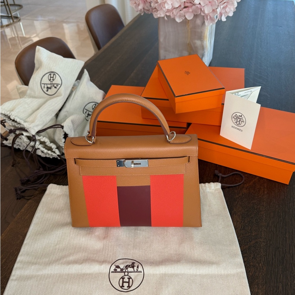 Hermès Brown and Red Satchel